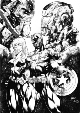 Avengers (11 " X17 ") By Adriano Araujo - Ed Benes Studio