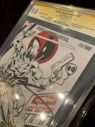 Spider - Man/deadpool 1 Cgc 9.  8 Convention Sketch Edition 3/16 Signed Liefeld Cgc