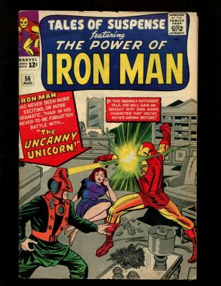 Tales Of Suspense 56 Fn - Kirby Heck 1st & Origin Unicorn Iron Man Avengers Ff