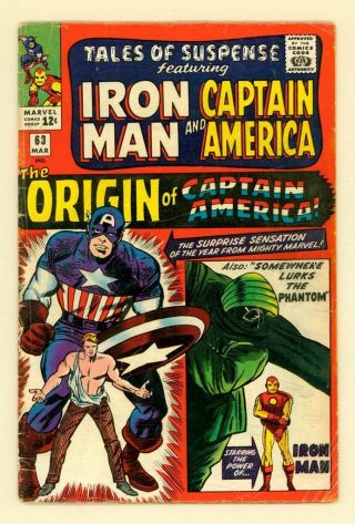 Tales Of Suspense 63 Vg - 3.  5 S.  A.  Captain America Origin Iron Man Comic 1965
