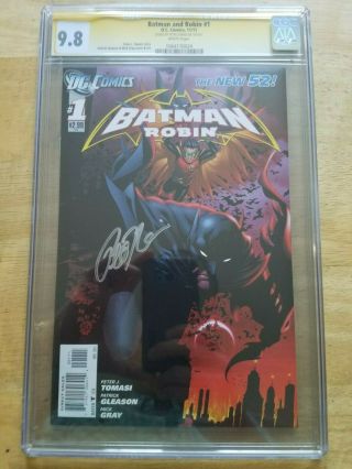 Batman And Robin 1 Cgc 9.  8 Ss 52 1st Printing Signed By Peter J.  Tomasi