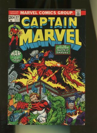 Captain Marvel 27 Vg 3.  5 1 Book Mar - Vell,  1st Thanos - Thralls 1973 Vol.  1