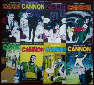 Cannon 8 Comic Set Complete Wally Wallace Wood Eros Comics 1991 Rare Set