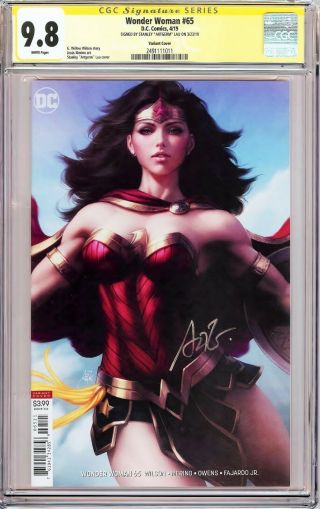 Wonder Woman 65 Variant Cgc 9.  8 Ss Signed Stanley " Artgerm " Lau Justice League