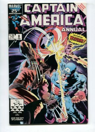 1986 Marvel Captain America Annual 8 Wolverine Appearance Nm B3