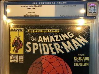 Spider - Man 307 Cgc 9.  6 Nm,  Off - White Pages - Todd Mcfarlane Cover & Art