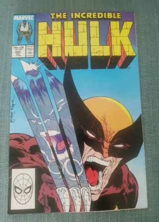 Incredible Hulk 340 Marvel Comic 1988 Hulk Vs Wolverine Todd Mcfarlane 9.  2 - 9.  4
