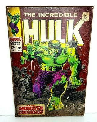 Vintage Marvel The Incredible Hulk Wooden Wall Art Poster Plaque