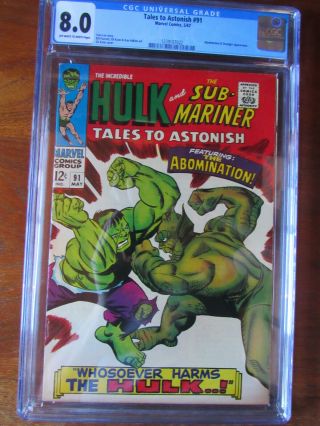 Tales To Astonish 91 Cgc 8.  0 Hulk Abomination