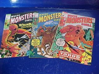 3 - 1970 Issues 5 - 6 - 7 Marvel Comic Books Where Monsters Dwell