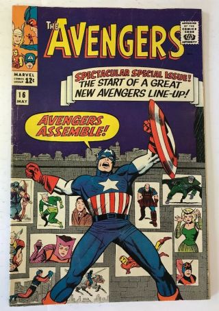 The Avengers 16 Marvel Comics 1965 Stan Lee & Jack Kirby Vg/fn