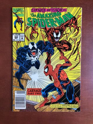 The Spider - Man 362 (1992) 9.  2 Nm Marvel Key Issue Comic Carnage App