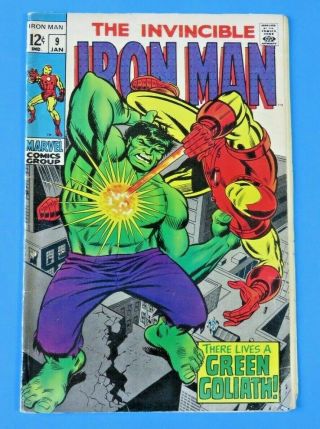 Invincible Iron Man 9 Hulk 1968 Marvel Comic Book Fn