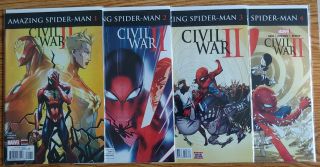 Spider - Man Civil War Ii (2) 1 - 4 Complete Set First Print,  Nm
