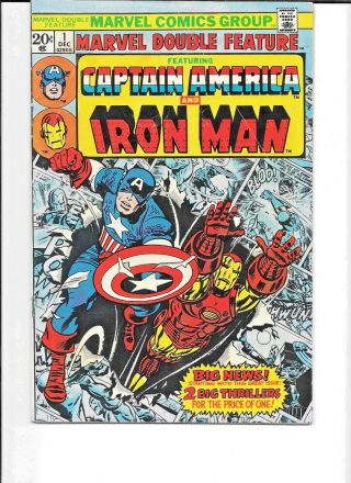 Marvel Double Feature 1 (marvel 1973) Captain America And Iron Man Bronze Age