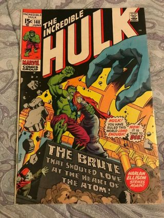 The Incredible Hulk 140 Marvel Comics 1971 Harlan Ellison Story; 1st Jarella