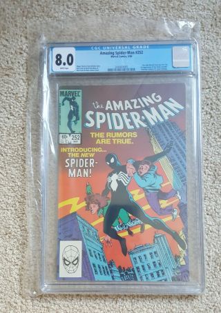Spiderman 252 Cgc 8.  0 White Pages 1st Black Costume 1984 Marvel Key