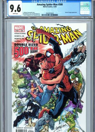 Spider - Man 500 Cgc 9.  6 White Pages Campbell Cover Marvel Comics 2003