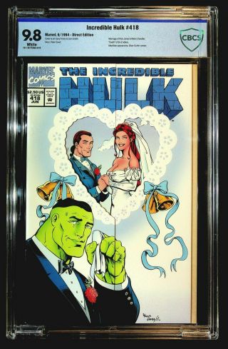 Incredible Hulk 418 Cbcs 9.  8 Rick Jones & Marlo Chandler Wedding,  Silver Surfer