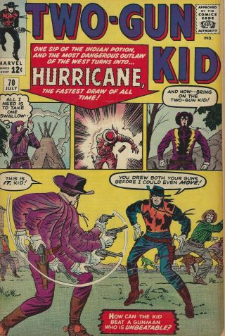 Two - Gun Kid 70.  Marvel Silver Age 1964.  Fn -.  Jack Kirby Cover.  1st Hurricane.