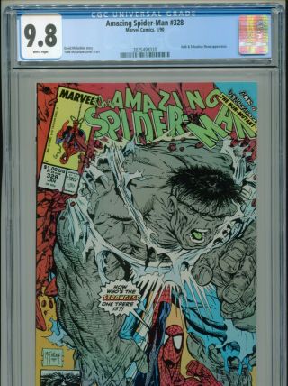 1990 Marvel Spider - Man 328 Todd Mcfarlane Hulk Battle Cgc 9.  8 White Box5
