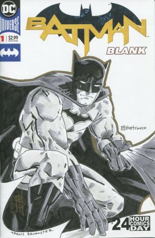 Pitathon Black And White Batman Comic Sketch Cover Art Dc