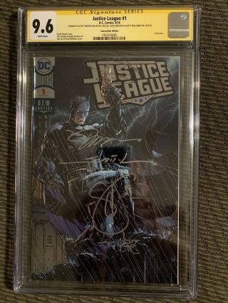 Justice League 1 Convention Exclusive Foil Cover 9.  6 Signed 4 Times