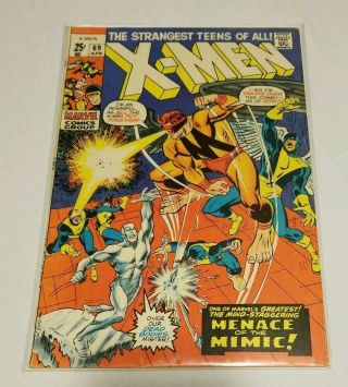 X Men 69 Marvel 1971 Rare Key Issue,  Mimic Angel Beast Professor X Iceman App