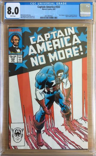 Captain America 332 Cgc 8.  0.  Historic Issue - Cap Goes It Alone