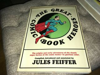 1977 The Great Comic Book Heroes Jules Feiffer 1st Print Paperback Book