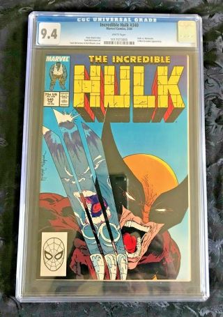 Near Nm 1988 Marvel The Incredible Hulk Comic 340 Cgc 9.  4 White Pages