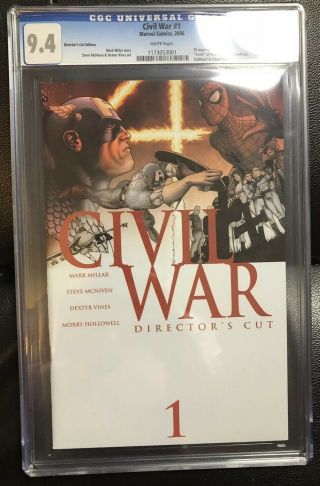 Marvel Civil War 1 Cgc 9.  4 Variant Directors Cut Cover Death Warriors