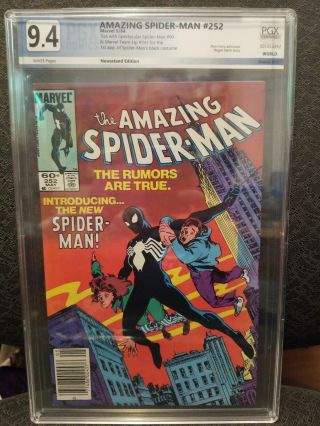 Spider - Man 252 Pgx 9.  4 Wp Marvel 1984 1st Black Costume Key
