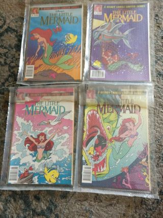 1992 Disney Comics The Little Mermaid Comic Books 1 - 4 Limited Series Complete