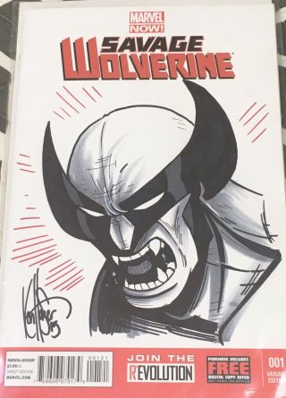 Drawn Comic Sketch Of Savage Wolverine,  By Known Comic Artist,  Ken Haeser (2015)