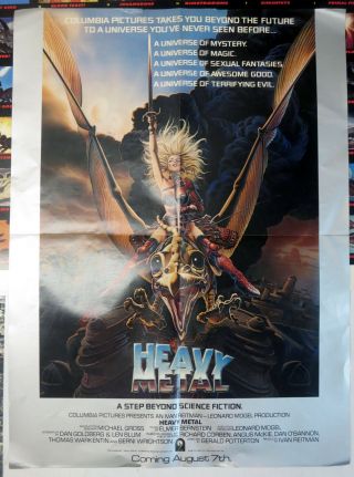 Heavy Metal 1981 Movie Promo Poster 24 " X18 " Chris Achilleos Taarna Dragon Space