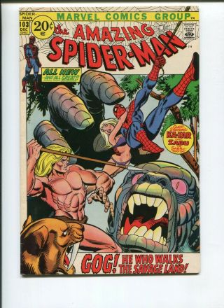 Spiderman 103 (8.  0) 1971 Gog He Who Walks The Savage Land