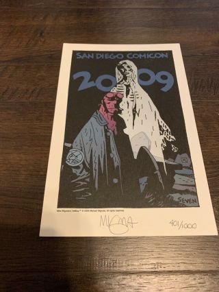Mike Mignola Hellboy Signed Comic Art Print 2009 Sdcc San Diego 401/1000