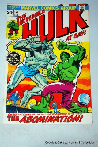 Incredible Hulk 159 Marvel Comic Book F - Vf Vs The Abomination