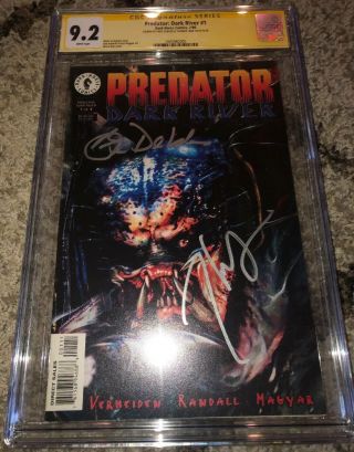 Predator: Dark River 1 Ss Cgc 9.  2 Signed By Thomas Jane Ad Fred Dekker (writer)