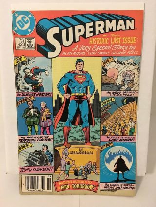Superman 423 (1986 Dc Comic Book) Classic Alan Moore Story Historic Last Issue
