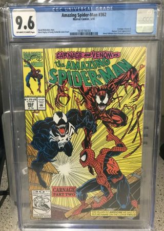 The Spider - Man 362 - Cgc 9.  6 - (may 1992,  Marvel)