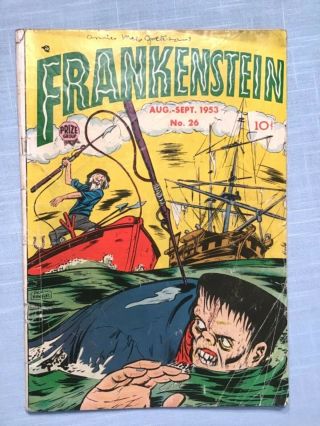 Golden Age Sci - Fi Comic Book Frankenstein 26 Prize Group Comics 1953 Pre - Code