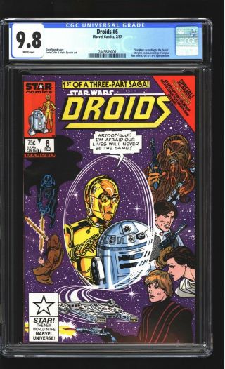 Droids 6 Cgc 9.  8 Nm/mint C3po R2d2 Luke Leia Han Chewbacca Star Wars Marvel 1987