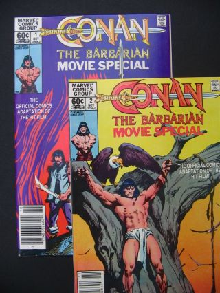 Conan The Barbarian 1 & 2 Movie Adaptation 1982 Full Run/set Marvel Comics