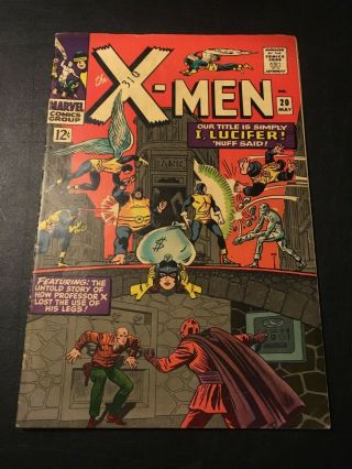 X - Men 20 (5/66 Marvel) Lucifer Blob Unus Roy Thomas Story Jack Kirby Cover Vg,