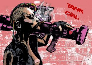 Tank Girl Comics Movie Fanart Poster Signed By The Artist Rare Gift Hot Girl Gun
