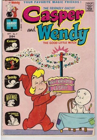 Casper And Wendy 7 Harvey Comic Book 1973 The Friendly Ghost Good Little Witch