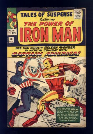 Tales Of Suspense 58 Fn - Kirby,  Captain America Battles Iron Man,  2nd Kraven