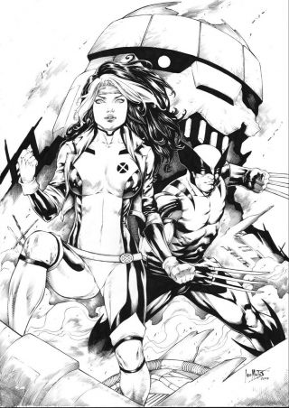 Rogue And Wolverine (11 " X17 ") By Leo Matos - Ed Benes Studio